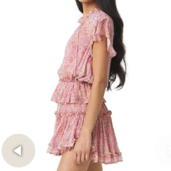 NWT, Misa Pink Tiered Mini Dress, Size L - Picture 2 of 8